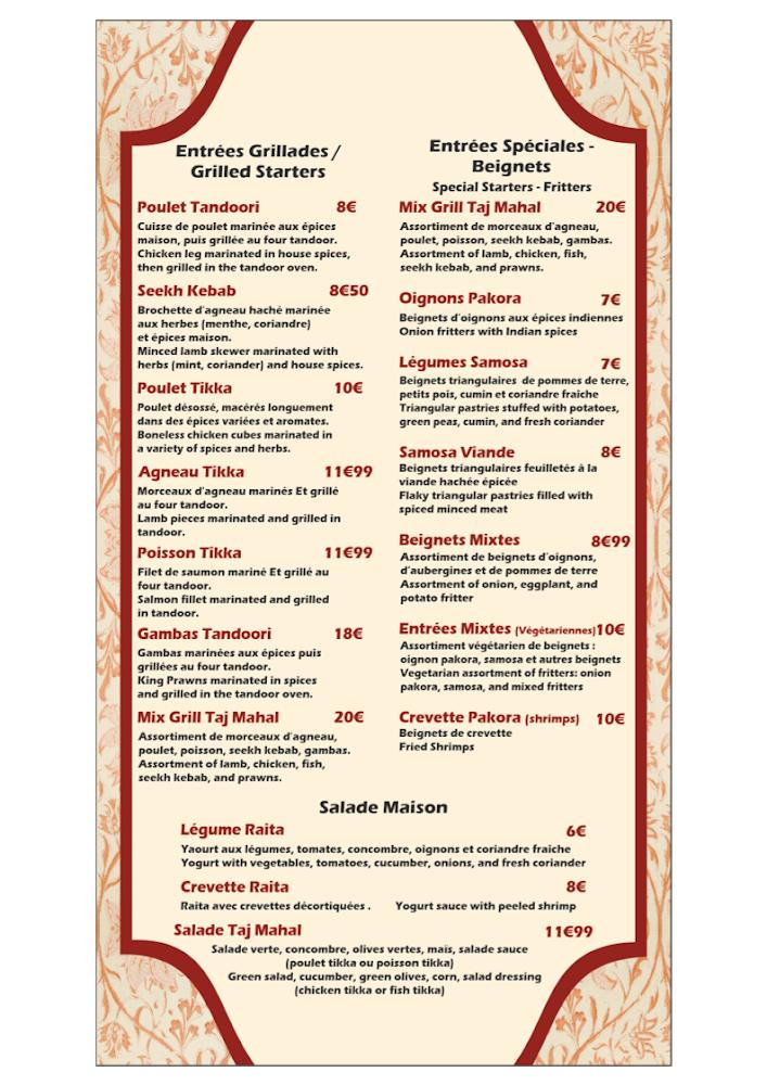 TAJ MAHAL - Menu Image 1
